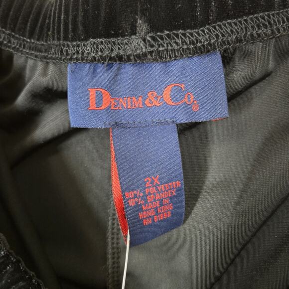 Denim 24/7 Velvet Pull On Pants sz 2X Black Elastic Waist Lounge NEW - Picture 7 of 13